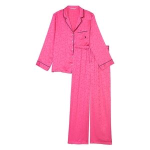 Victorias Secret Hot Pink Satin long PJamas. XL Top & XXL Bottoms .Brand New 💎